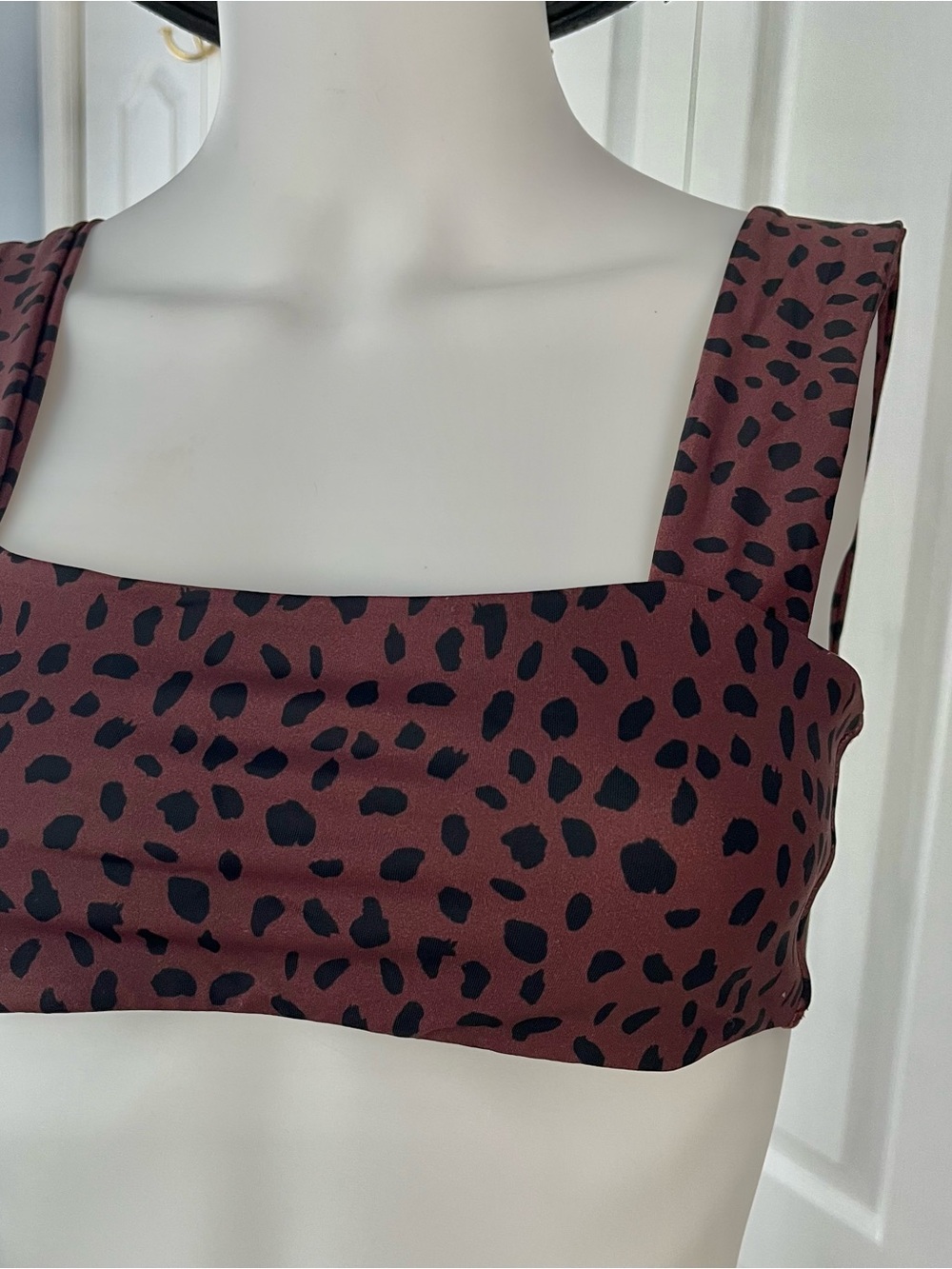 LA Hearts by Pacsun Square Neck Bikini Top Brown & Black Animal Print Medium